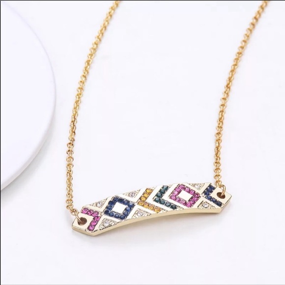 Boho Stripe Rhinestone Necklace - Picture 2 of 4